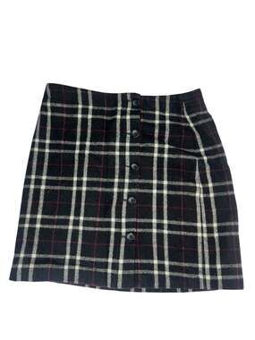 Banana Republic Wool Blend Plaid Button-Front Mini Skirt